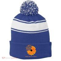 Multiple Sclerosis Awareness Ribbon Flower Ms Hope Fighter Gift Stripe Pom Pom Beanie