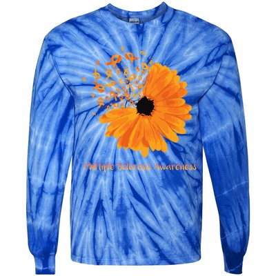 Multiple Sclerosis Awareness Ribbon Flower Ms Hope Fighter Gift Tie-Dye Long Sleeve Shirt