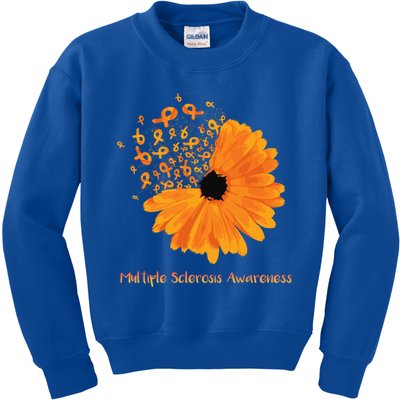 Multiple Sclerosis Awareness Ribbon Flower Ms Hope Fighter Gift Kids Sweatshirt
