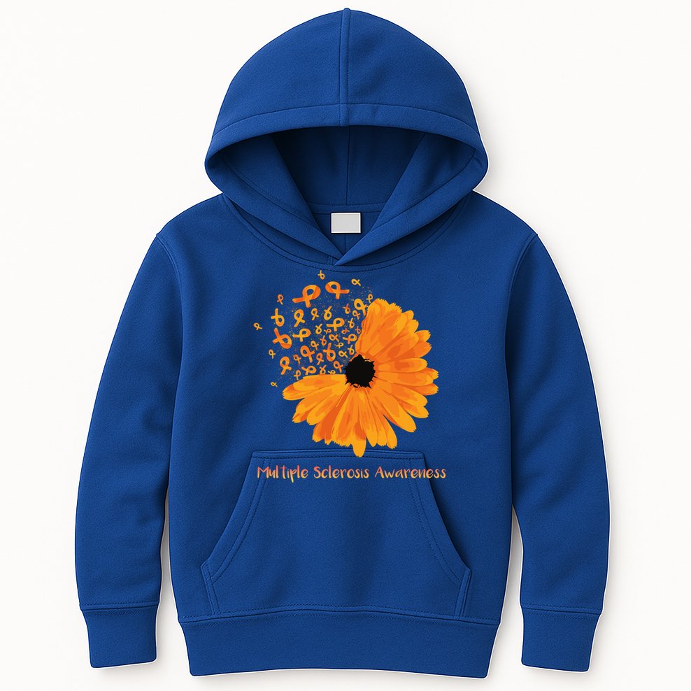 Multiple Sclerosis Awareness Ribbon Flower Ms Hope Fighter Gift Kids Hoodie