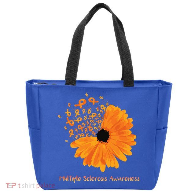 Multiple Sclerosis Awareness Ribbon Flower Ms Hope Fighter Gift Zip Tote Bag