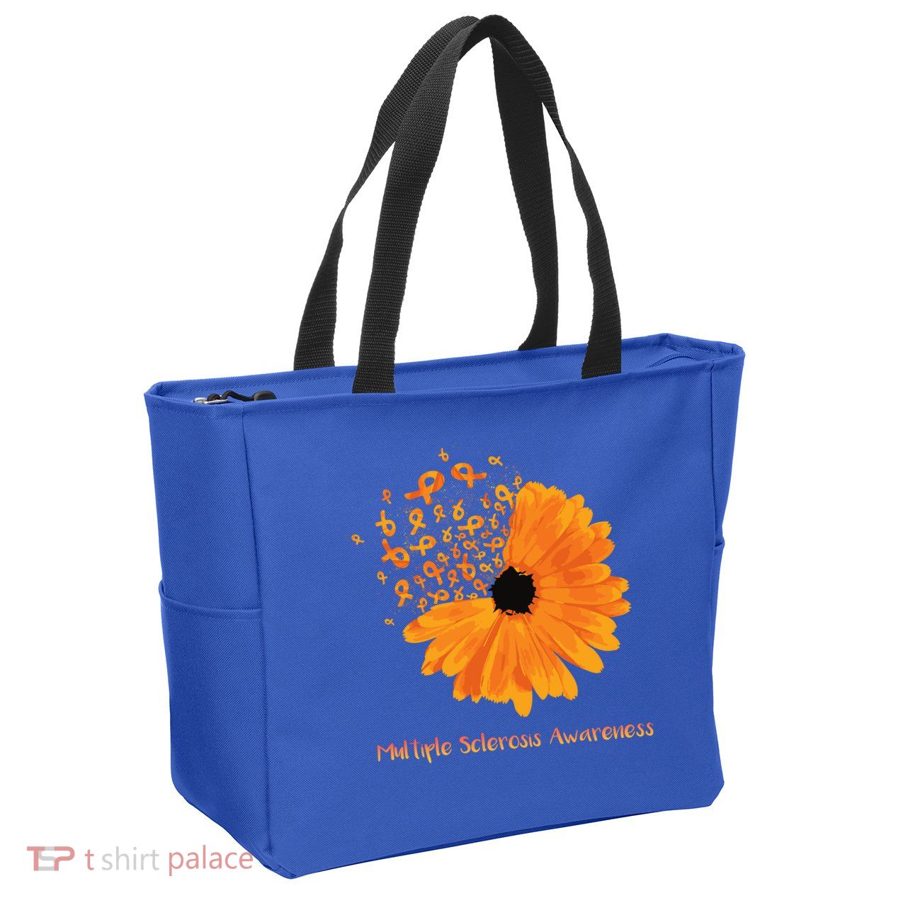 Multiple Sclerosis Awareness Ribbon Flower Ms Hope Fighter Gift Zip Tote Bag