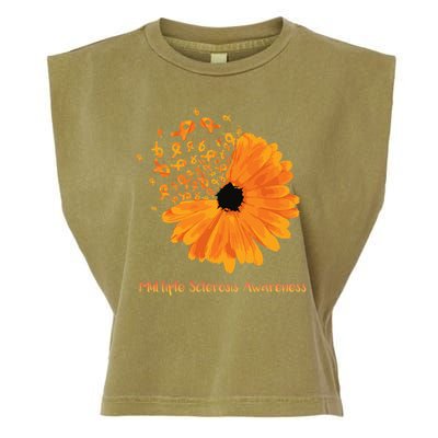 Multiple Sclerosis Awareness Ribbon Flower Ms Hope Fighter Gift Garment-Dyed Women's Muscle Tee
