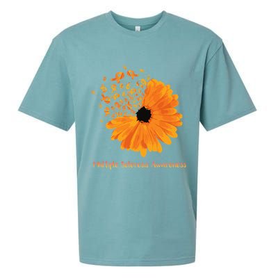 Multiple Sclerosis Awareness Ribbon Flower Ms Hope Fighter Gift Sueded Cloud Jersey T-Shirt