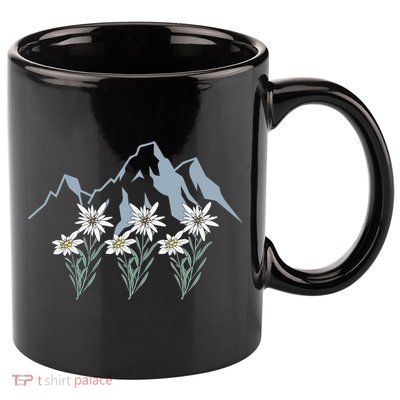 Mountains Switzerland Alps Edelweiss Basket Alpine Flower Gift 11oz C Handle Ceramic Mug