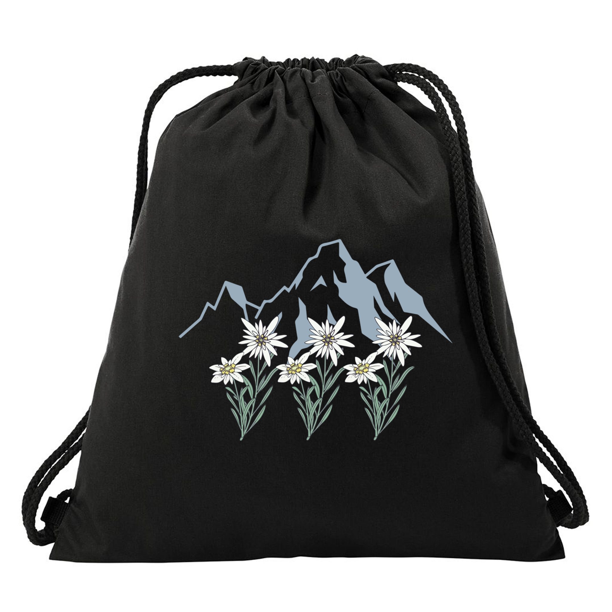 Mountains Switzerland Alps Edelweiss Basket Alpine Flower Gift Drawstring Bag