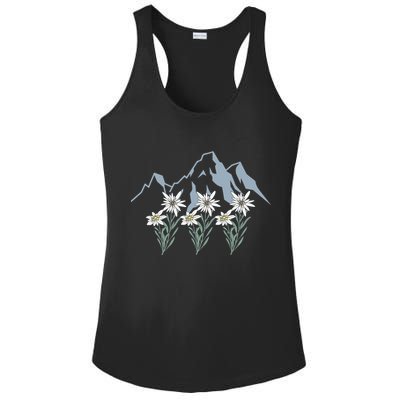Mountains Switzerland Alps Edelweiss Basket Alpine Flower Gift Ladies PosiCharge Competitor Racerback Tank