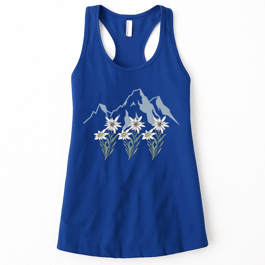 Mountains Switzerland Alps Edelweiss Basket Alpine Flower Gift Womens Tank Top