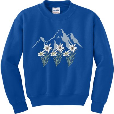 Mountains Switzerland Alps Edelweiss Basket Alpine Flower Gift Kids Sweatshirt