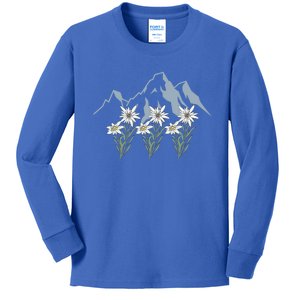 Mountains Switzerland Alps Edelweiss Basket Alpine Flower Gift Kids Long Sleeve Shirt