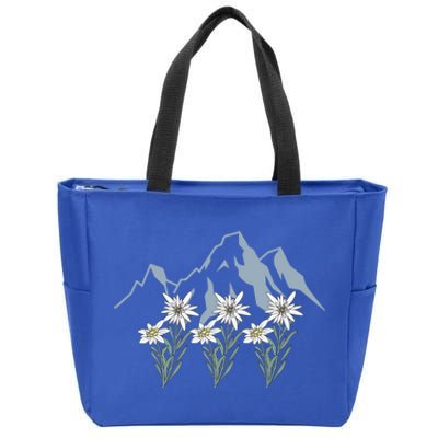 Mountains Switzerland Alps Edelweiss Basket Alpine Flower Gift Zip Tote Bag