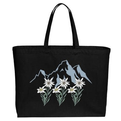 Mountains Switzerland Alps Edelweiss Basket Alpine Flower Gift Cotton Canvas Jumbo Tote