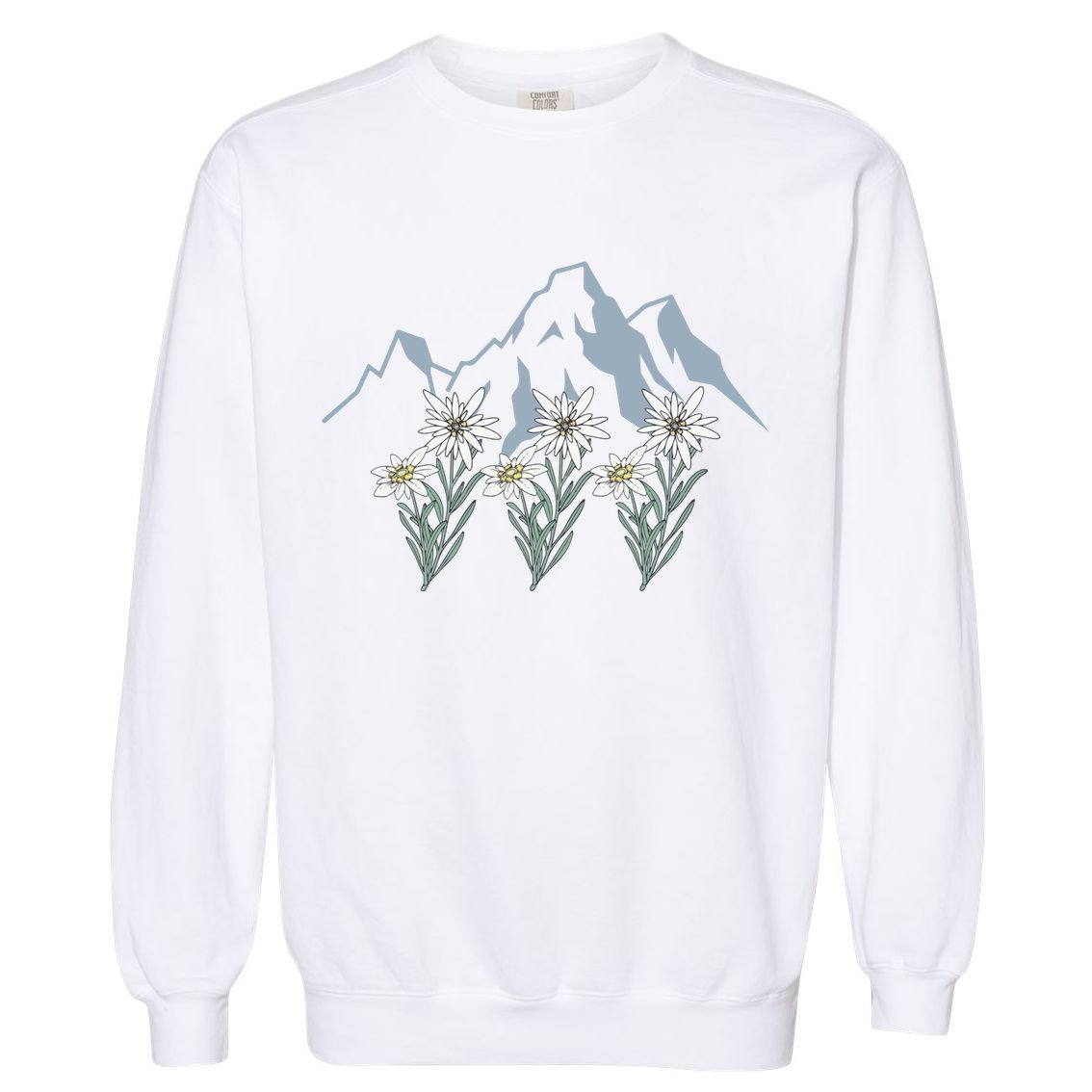 Mountains Switzerland Alps Edelweiss Basket Alpine Flower Gift Garment-Dyed Sweatshirt