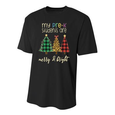 My Students Are Merry And Bright Pre K Teacher Christmas Long Sleeve Youth Performance Sprint T-Shirt