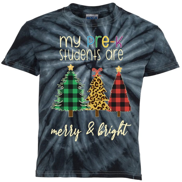 My Students Are Merry And Bright Pre K Teacher Christmas Long Sleeve Kids Tie-Dye T-Shirt