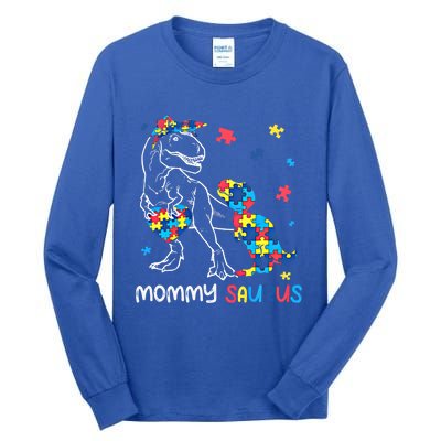 Mommy Saurus Autism Awareness Autistic Dinosaur Family Gift Tall Long Sleeve T-Shirt