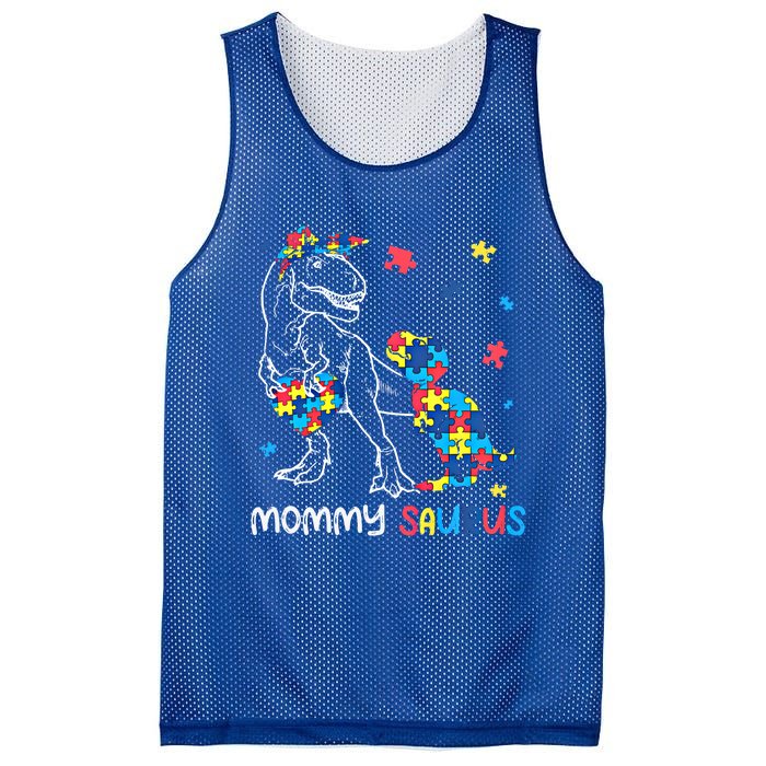 Mommy Saurus Autism Awareness Autistic Dinosaur Family Gift Mesh Reversible Basketball Jersey Tank