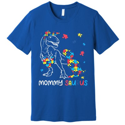 Mommy Saurus Autism Awareness Autistic Dinosaur Family Gift Premium T-Shirt