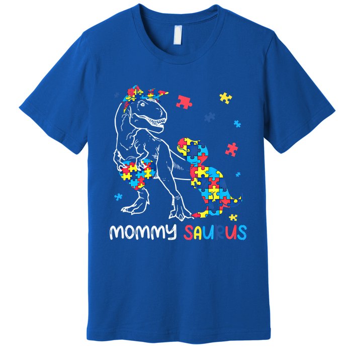 Mommy Saurus Autism Awareness Autistic Dinosaur Family Gift Premium T-Shirt