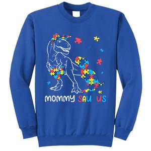 Mommy Saurus Autism Awareness Autistic Dinosaur Family Gift Tall Sweatshirt