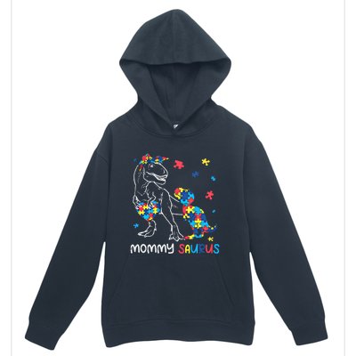 Mommy Saurus Autism Awareness Autistic Dinosaur Family Gift Urban Pullover Hoodie