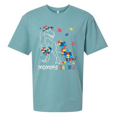 Mommy Saurus Autism Awareness Autistic Dinosaur Family Gift Sueded Cloud Jersey T-Shirt