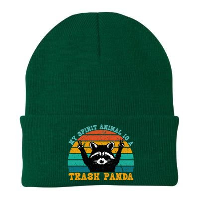 My Spirit Animal Is A Trash Panda Funny Raccoon Knit Cap Winter Beanie