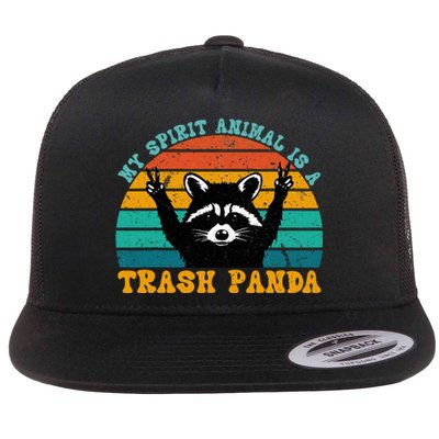 My Spirit Animal Is A Trash Panda Funny Raccoon Flat Bill Trucker Hat