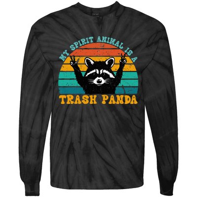 My Spirit Animal Is A Trash Panda Funny Raccoon Tie-Dye Long Sleeve Shirt