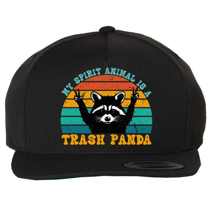 My Spirit Animal Is A Trash Panda Funny Raccoon Wool Snapback Cap