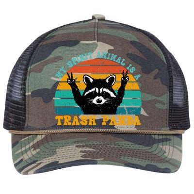 My Spirit Animal Is A Trash Panda Funny Raccoon Retro Rope Trucker Hat Cap