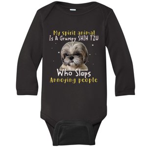 My Spirit Animal Is A Grumpy Shih Tzu Shih Tzu Lovers Baby Long Sleeve Bodysuit