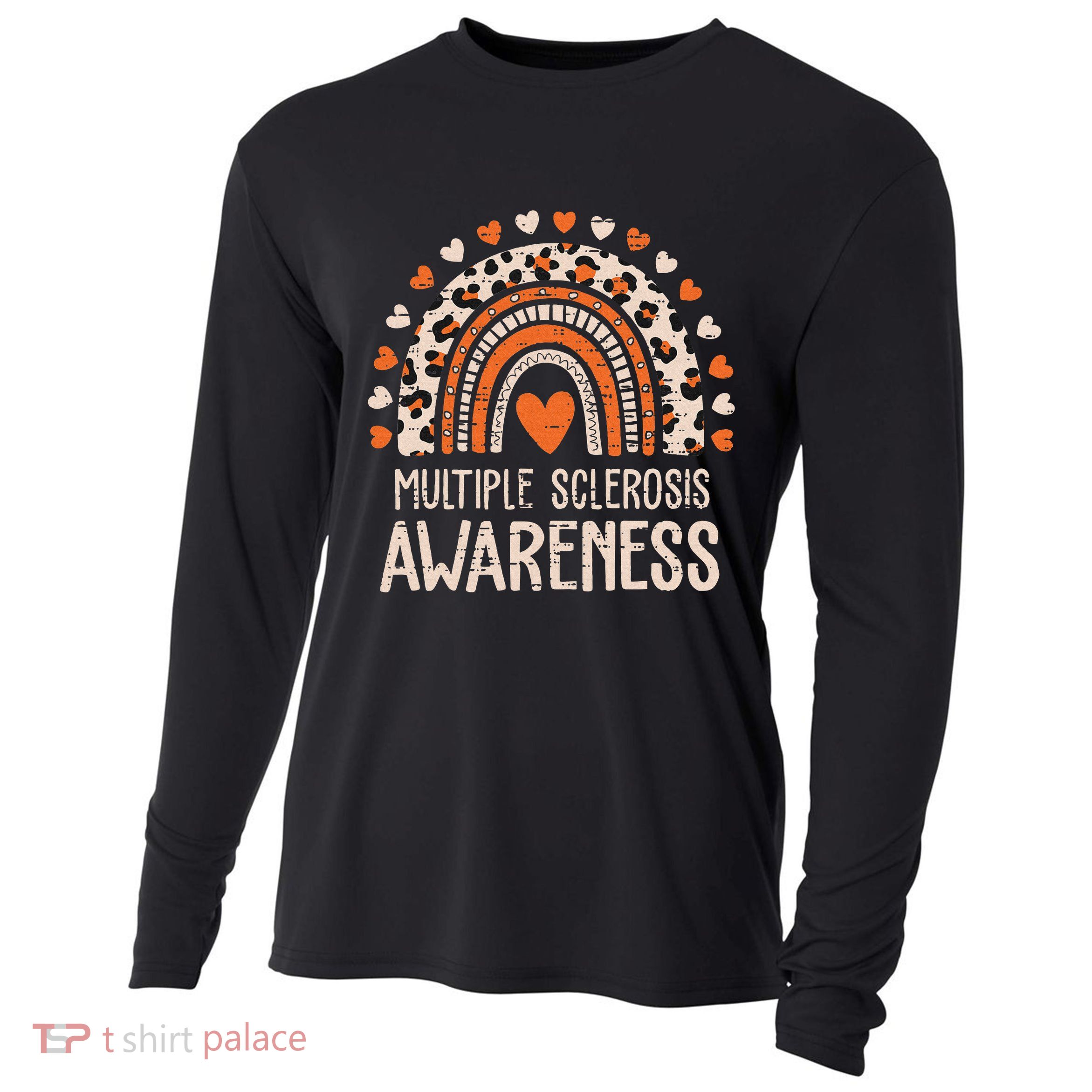 Multiple Sclerosis Awareness Ms Awareness Rainbow Support Cooling Performance Long Sleeve Crew