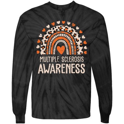 Multiple Sclerosis Awareness Ms Awareness Rainbow Support Tie-Dye Long Sleeve Shirt