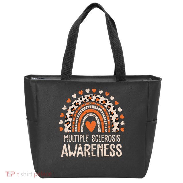 Multiple Sclerosis Awareness Ms Awareness Rainbow Support Zip Tote Bag