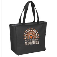 Multiple Sclerosis Awareness Ms Awareness Rainbow Support Zip Tote Bag