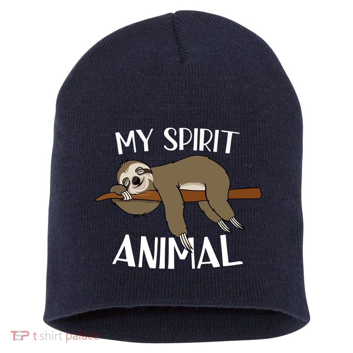 My Spirit Animal Is A Sloth Short Acrylic Beanie
