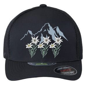 Mountains Switzerland Alps Edelweiss Basket Alpine Flower Gift Flexfit Unipanel Trucker Cap