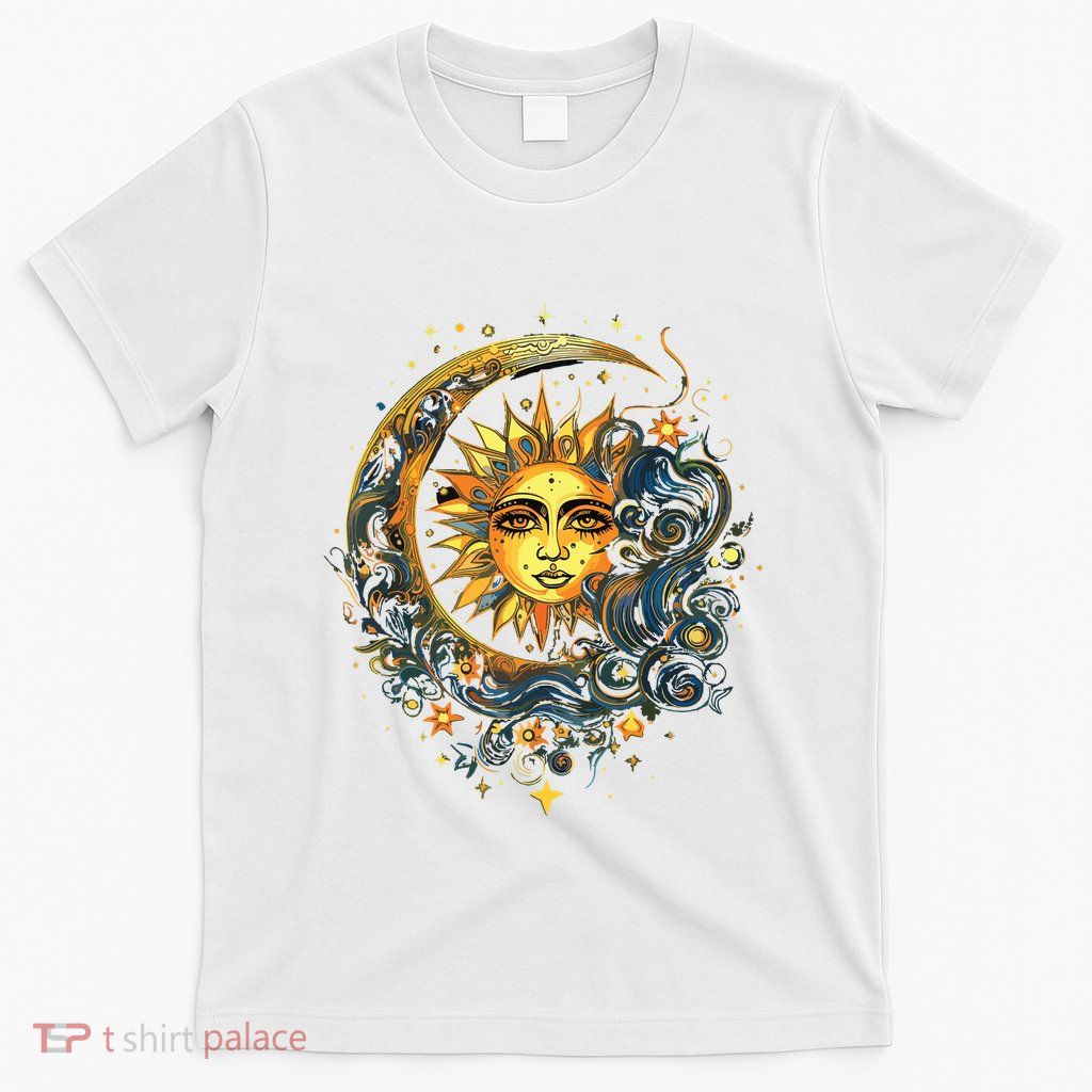 Mystic Sun And Moon Woman Mystical Flowers Aesthetic T-Shirt