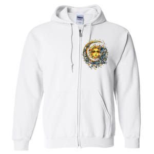 Mystic Sun And Moon Woman Mystical Flowers Aesthetic Full Zip Hoodie