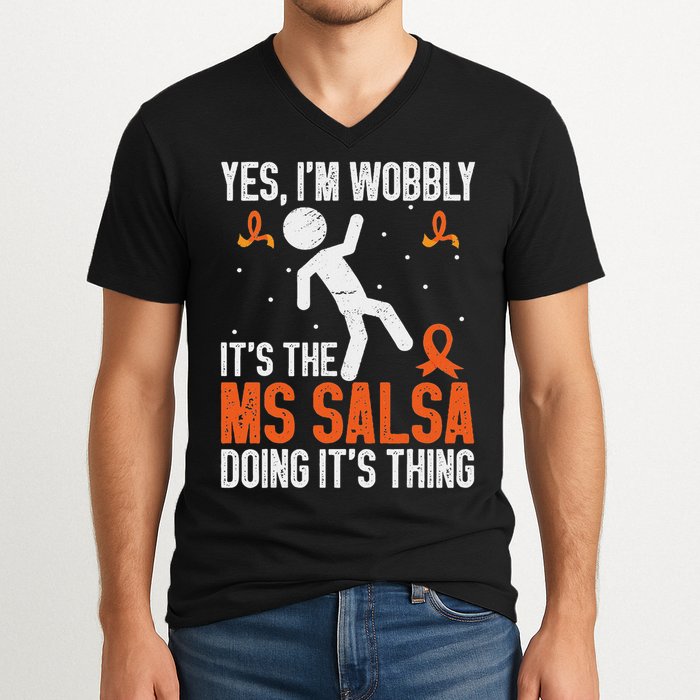Multiple Sclerosis Awareness Ms V-Neck T-Shirt