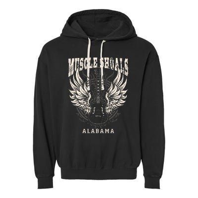 Muscle Shoals Alabama Vintage Guitar Wings Garment-Dyed Fleece Hoodie