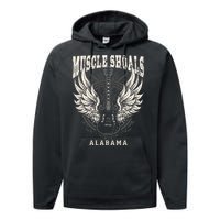 Muscle Shoals Alabama Vintage Guitar Wings Performance Fleece Hoodie