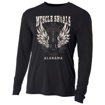 Muscle Shoals Alabama Vintage Guitar Wings Cooling Performance Long Sleeve Crew