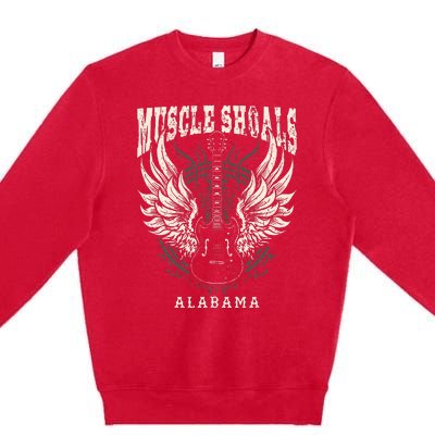 Muscle Shoals Alabama Vintage Guitar Wings Premium Crewneck Sweatshirt