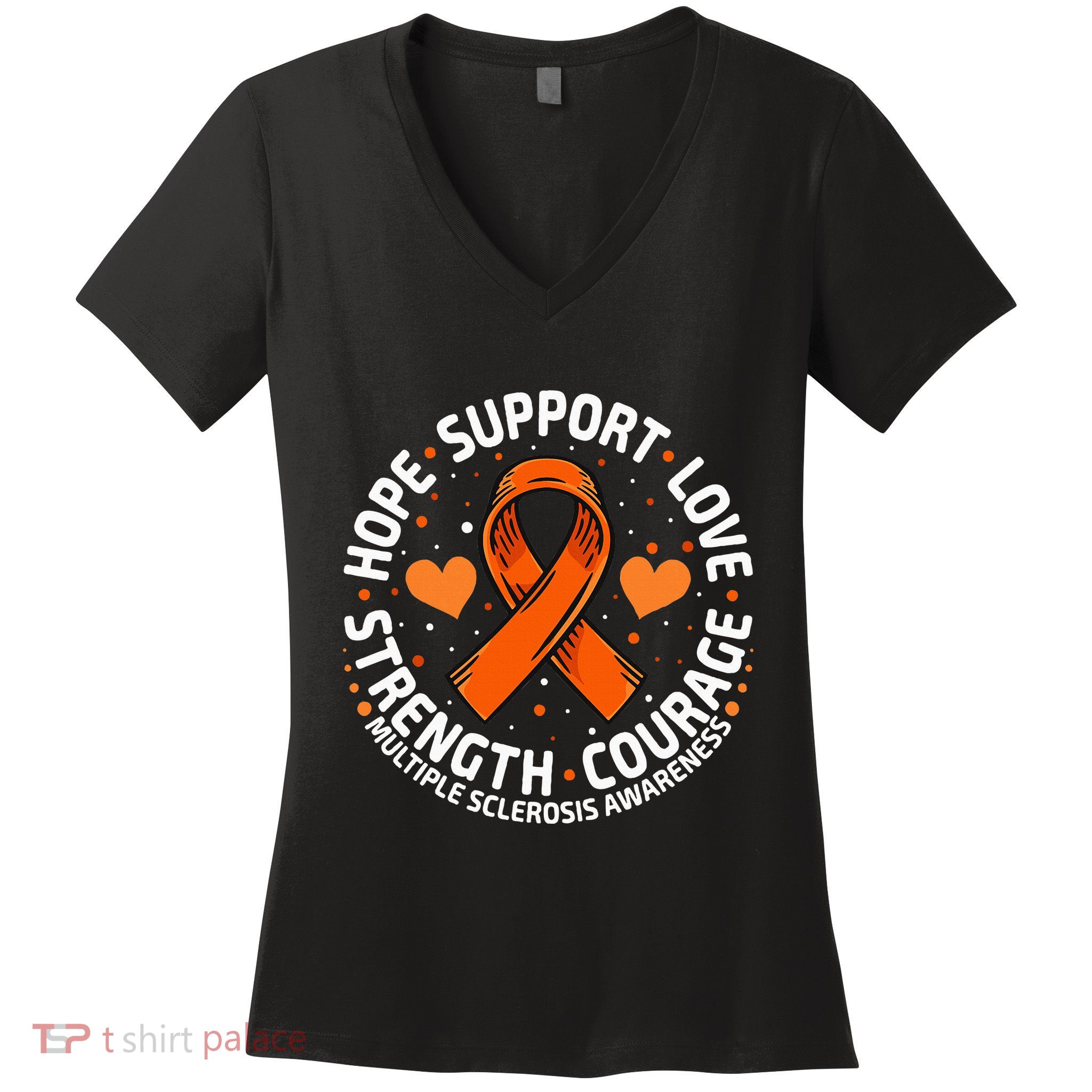 Multiple Sclerosis Awareness Family Support Ms Awareness Women's V-Neck T-Shirt