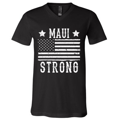Maui Strong American Flag V-Neck T-Shirt