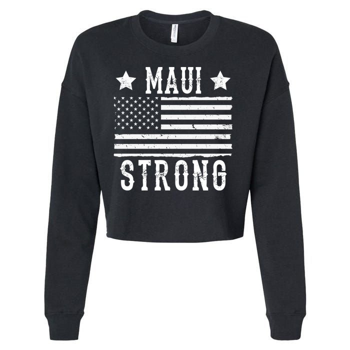 Maui Strong American Flag Cropped Pullover Crew
