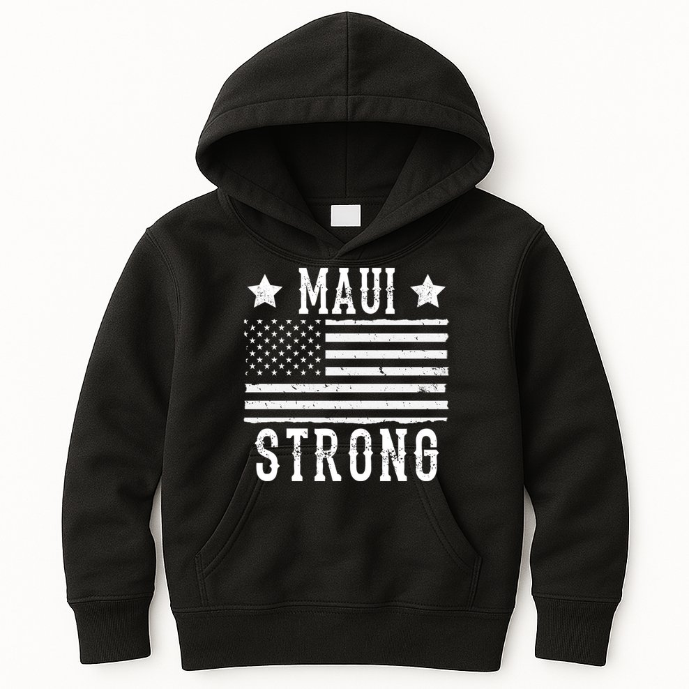 Maui Strong American Flag Kids Hoodie