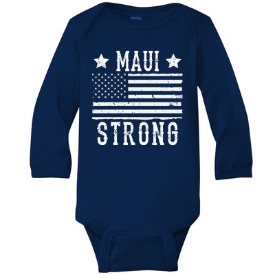 Maui Strong American Flag Baby Long Sleeve Bodysuit